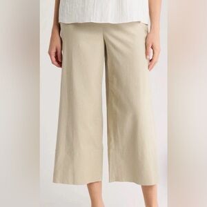 Vince Women Oyster Linen Blend Cropped Wide Leg Pants Hi Rise Coastal Classic 6